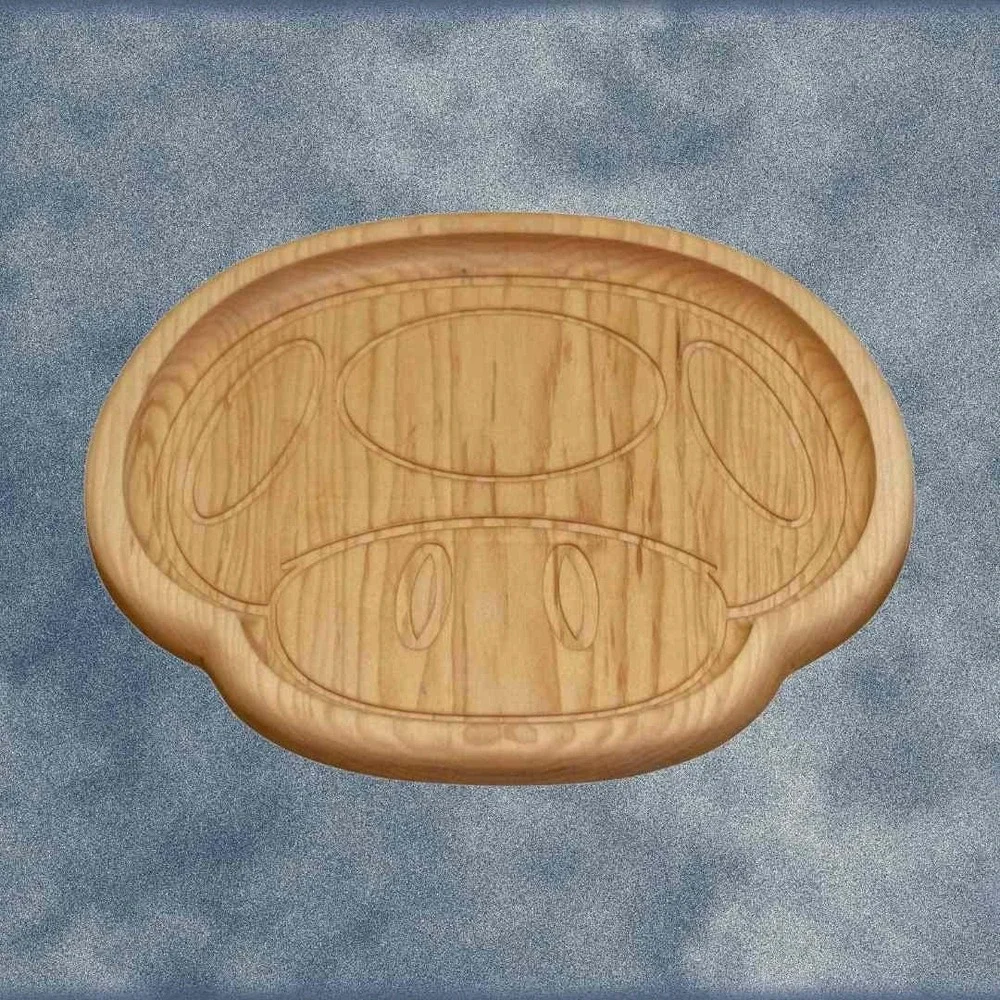 Wood Mushroom Tray Mario Inspired Toad Power Up Catchall Plate Nerd Gift